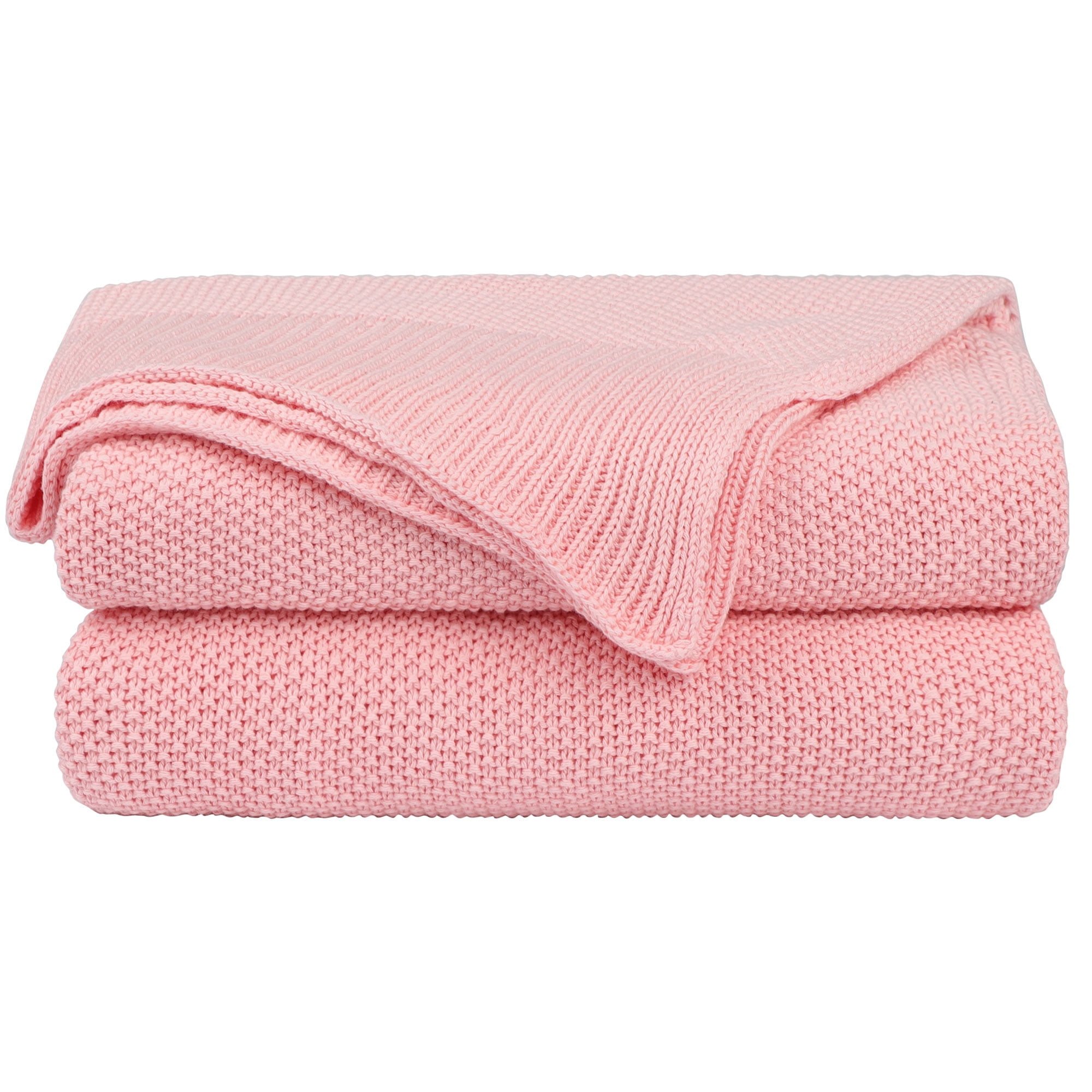 Unique Bargains Pure Cotton Soft Cable Knit Throw Blanket, Pink