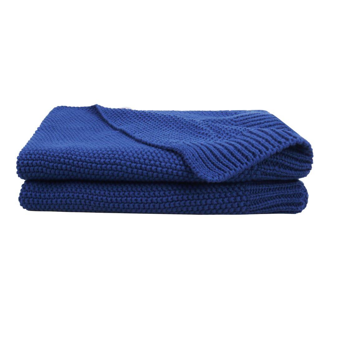 Unique Bargains Pure Cotton Soft Cable Knit Throw Blanket Royal Blue 30