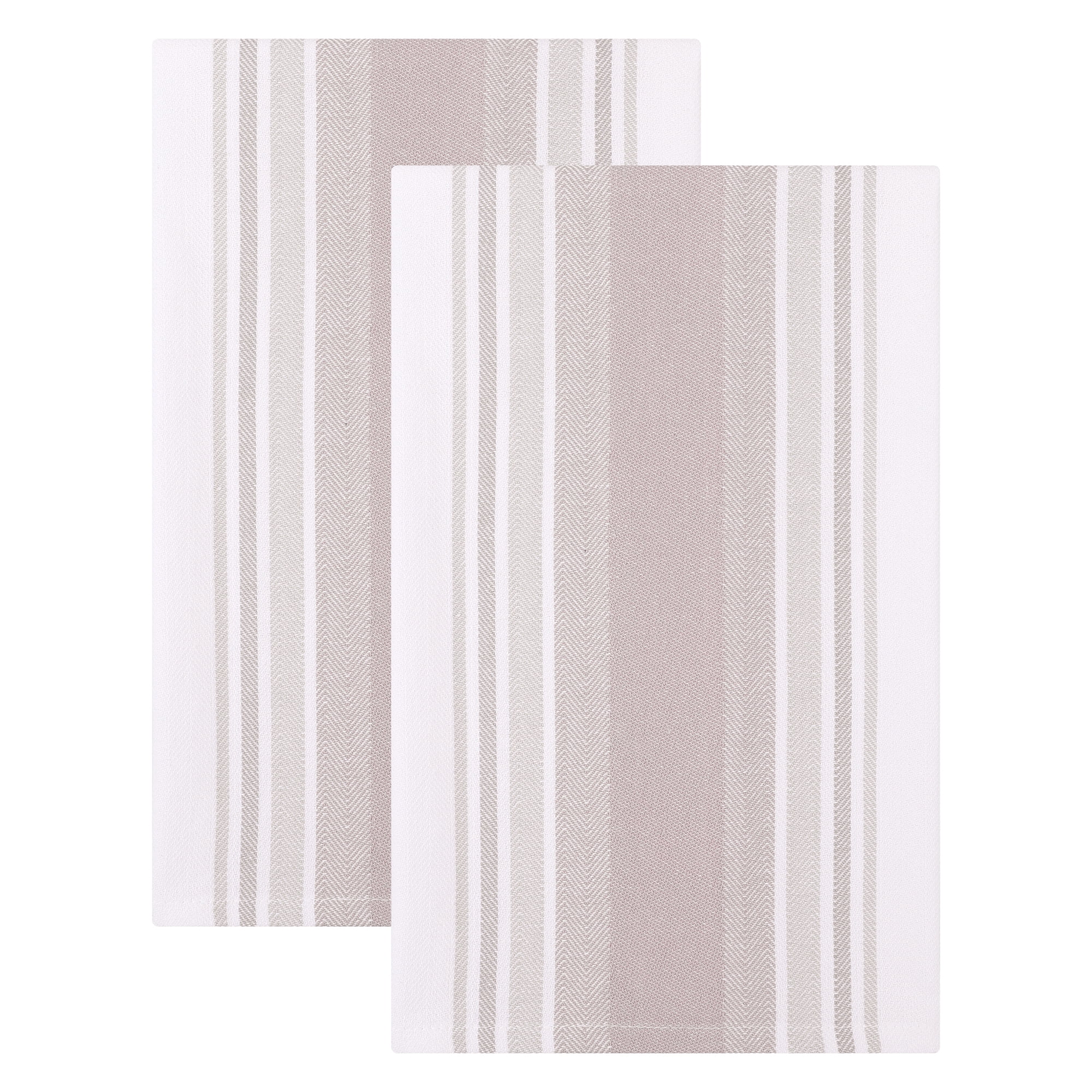 Unique Bargains Pure Cotton Striped Dish Cloths Khaki 26" x 18"