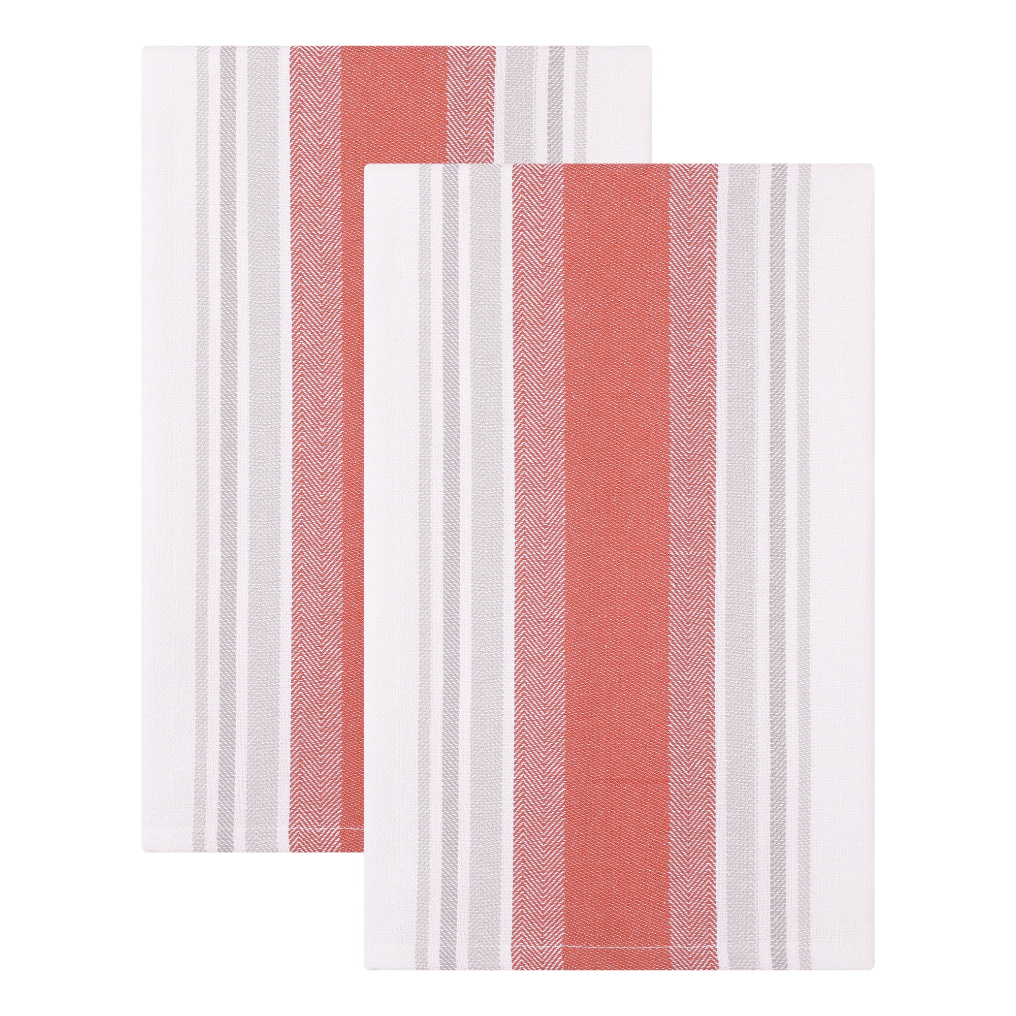 Unique Bargains Pure Cotton Striped Dish Cloths Orange 26" x 18"