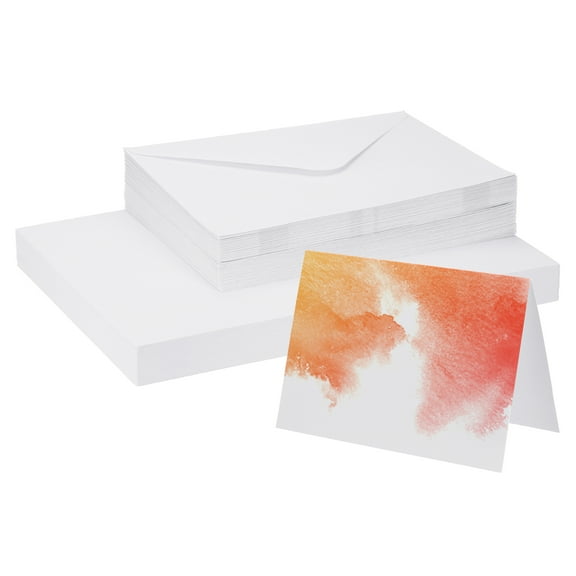 Unique Bargains Pure Cotton Watercolor Cards w Envelopes for Artists, Hobbyists 50 Sets