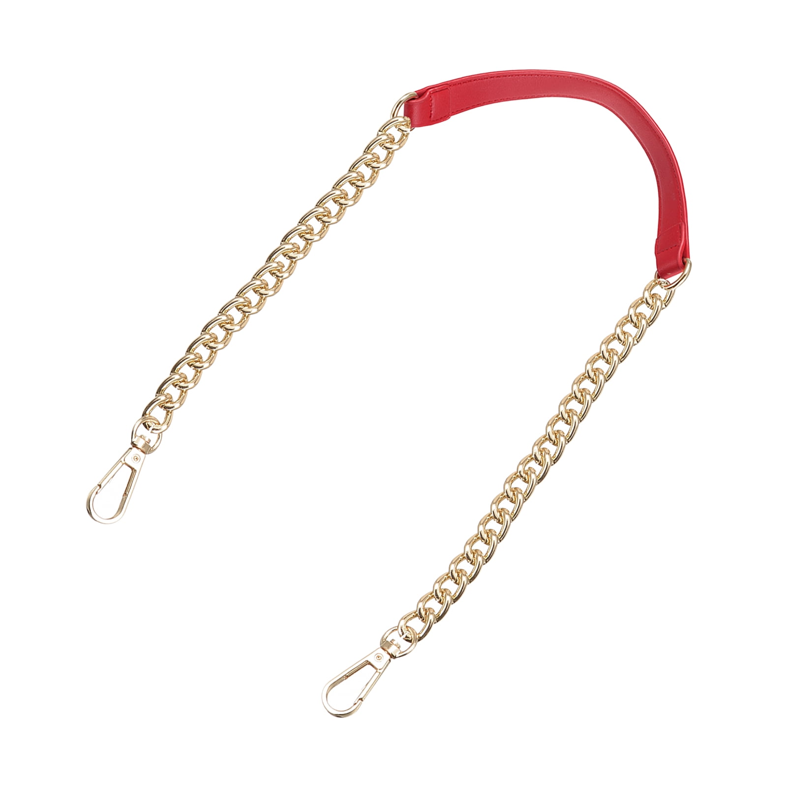 Unique Bargains Purse Leather Iron Flat Chain Strap Red Gold 1000x10x3mm