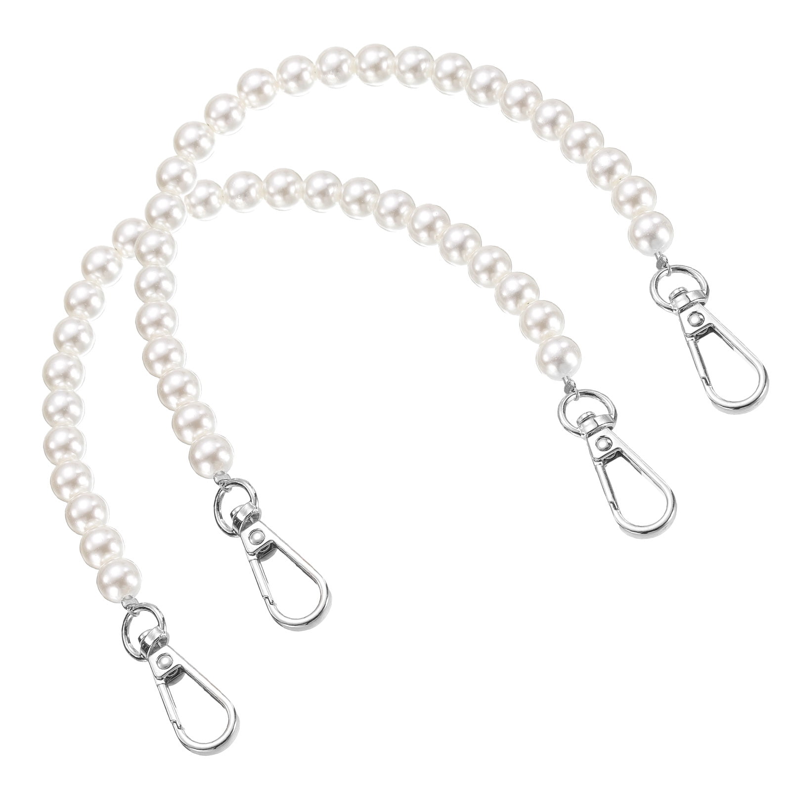 Unique Bargains Pearl Purse Strap Replacement Chain Silver 12"