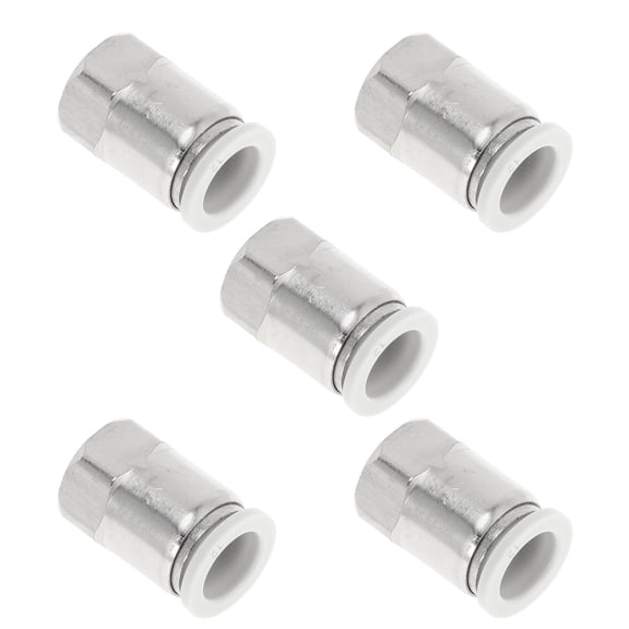 Unique Bargains Push to Connect Air Fittings 1/2" Female Thread Air Line Quick Connector Plastic Metal 3/8"BSPT 5 Pcs White Silver Tone