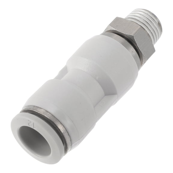 Unique Bargains Push to Connect Air Fittings 1/2" Quick Coupling External Thread L Elbow Plastic Metal 12.7mm / 1/4"BSPT 1 Pc white silver Tone