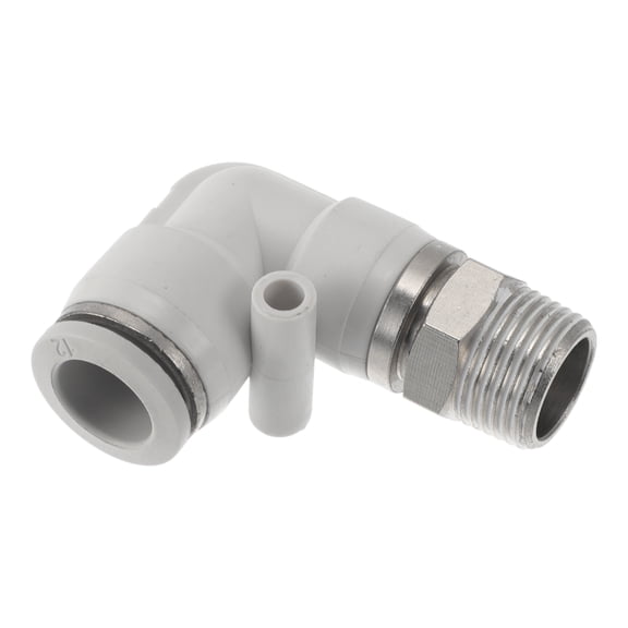 Unique Bargains Push to Connect Air Fittings 1/2" Quick Coupling External Thread L Elbow Plastic Metal 16mm / 3/8"BSPT 1 Pc white silver Tone