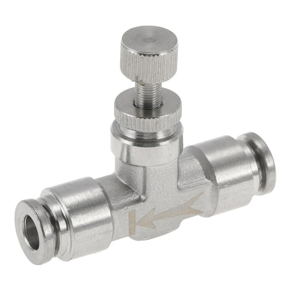 Unique Bargains Push to Connect Air Fittings 1/4" Air Flow ControlValve 304 Stainless Steel 1 Pcs Silver Tone