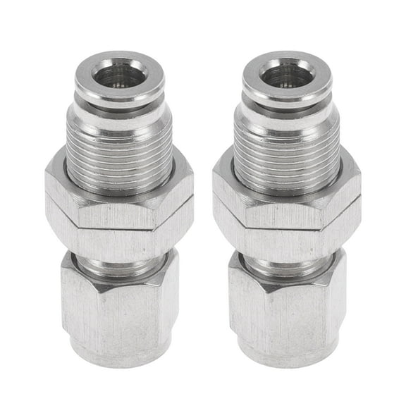 Unique Bargains Push to Connect Air Fittings 1/4" Compression Air Line Quick Connector 304 Stainless Steel 2 Pcs Silver Tone
