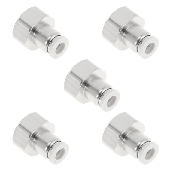 Unique Bargains Push to Connect Air Fittings 1/4" Female Thread Air Line Quick Connector Plastic Metal 3/8"BSPT 5 Pcs White Silver Tone
