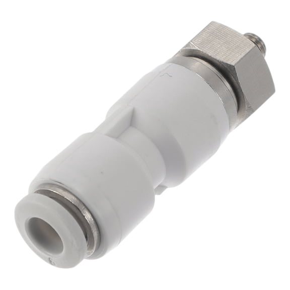Unique Bargains Push to Connect Air Fittings 1/4" Quick Coupling External Thread L Elbow Plastic Metal M5 1Pc white silver Tone