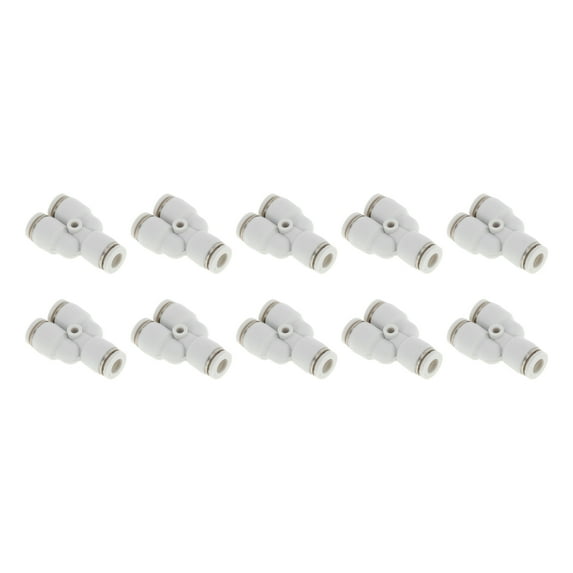 Unique Bargains Push to Connect Air Fittings 1/4" Y Type Air Line Quick Connector Plastic 10 Pcs White Silver Tone