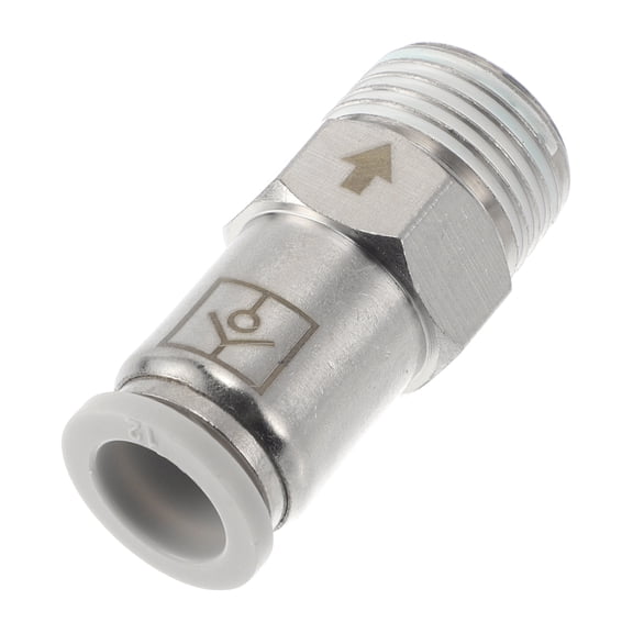 Unique Bargains Push to Connect Air Fittings 15/32" Quick Plug Check Valve Plastic Metal 20mm / 1/2"BSPT 1 Pc White Silver Tone