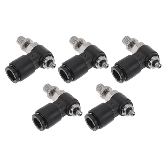 Unique Bargains Push to Connect Air Fittings 15/64" 90 Degree Air Flow Control Valve Plastic Metal M3 5 Pcs Black Silver Tone