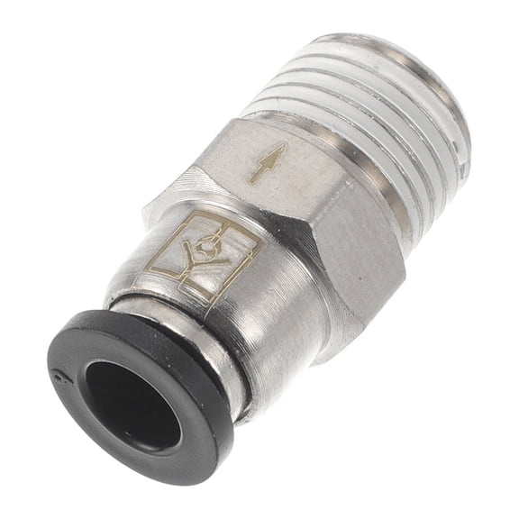 Unique Bargains Push to Connect Air Fittings 15/64" Quick Plug Check Valve Plastic Metal 12.7mm / 1/4"BSPT 1 Pc Black Silver Tone