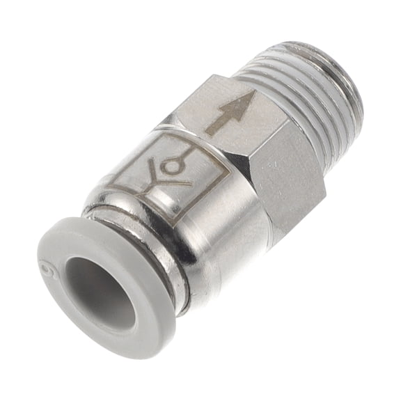 Unique Bargains Push to Connect Air Fittings 15/64" Quick Plug Check Valve Plastic Metal 9.7mm / 1/8"BSPT 1 Pc White Silver Tone