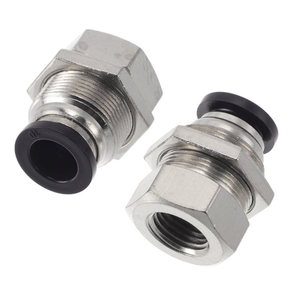 Unique Bargains Push to Connect Air Fittings 25/64" Male Coupler Straight Adapter Plastic Metal 12.7mm / 1/4"BSPT 2 Pcs Black Silver Tone