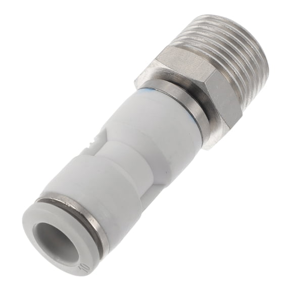 Unique Bargains Push to Connect Air Fittings 25/64" Quick Coupling External Thread L Elbow Plastic Metal 20mm / 1/2"BSPT 1 Pc white silver Tone