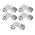 thumbnail image 1 of Unique Bargains Push to Connect Air Fittings 3/8" 90 Degree Female Thread Connector Plastic Metal 1/4" BSPT 5 Pcs White Silver Tone, 1 of 7