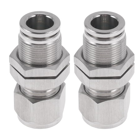 Unique Bargains Push to Connect Air Fittings 3/8" Compression Air Line Quick Connector 304 Stainless Steel 2 Pcs Silver Tone
