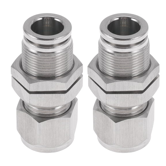 Unique Bargains Push to Connect Air Fittings 3/8" Compression Air Line Quick Connector 304 Stainless Steel 2 Pcs Silver Tone