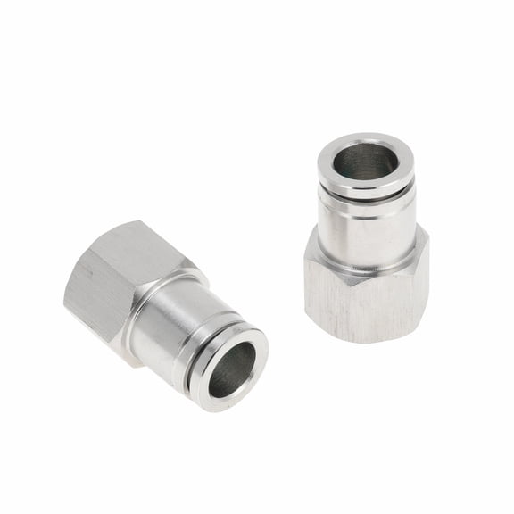 Unique Bargains Push to Connect Air Fittings 3/8" Female Thread Air Line Quick Connector 304 Stainless Steel 3/8"BSPT 2 Pcs Silver Tone
