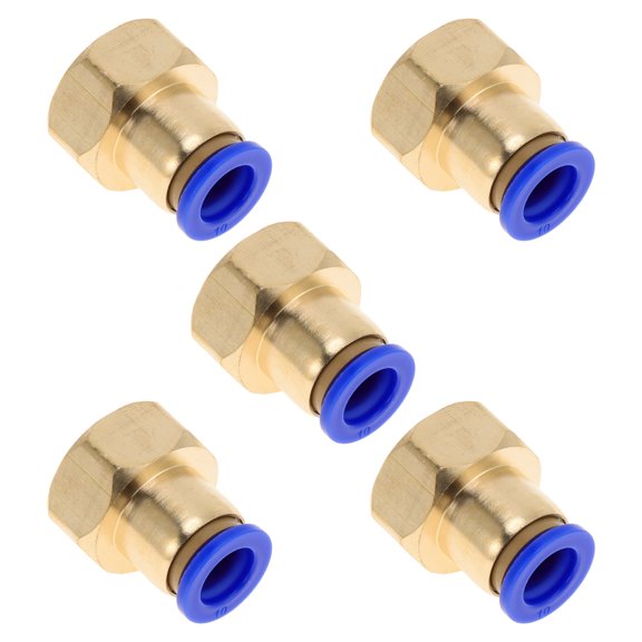 Unique Bargains Push to Connect Air Fittings 3/8" Female Thread Air Line Quick Connector Plastic Metal 1/2"BSPT 5 Pcs Blue Gold Tone