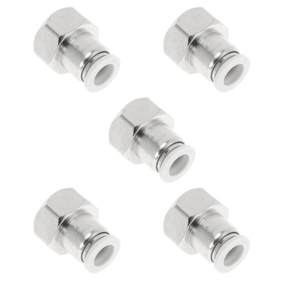 Unique Bargains Push to Connect Air Fittings 3/8" Female Thread Air Line Quick Connector Plastic Metal 1/2"BSPT 5 Pcs White Silver Tone