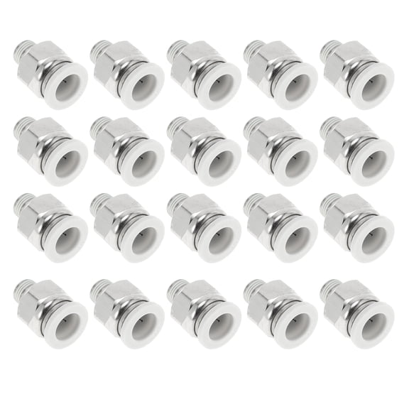 Unique Bargains Push to Connect Air Fittings 3/8" Male Thread Air Line Quick Connector Plastic Metal 1/8"BSPT 20 Pcs White Silver Tone