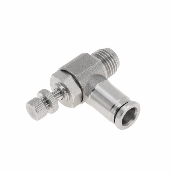 Unique Bargains Push to Connect Air Fittings 5/16" 90 Degree Air Flow Control Valve 304 Stainless Steel 1/4"BSPT 1 Pc Silver Tone