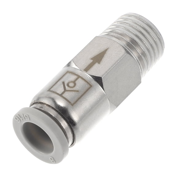 Unique Bargains Push to Connect Air Fittings 5/16" Quick Plug Check Valve Plastic Metal 12.7mm / 1/4"BSPT 1 Pc White Silver Tone