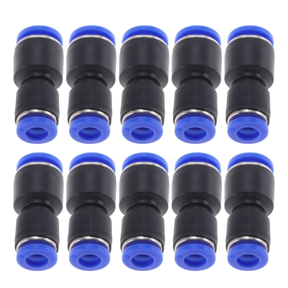 Unique Bargains Push to Connect Air Fittings 5/16"x1/4" Reducing Straight Air Line Quick Connector Plastic 10 Pcs Blue Black Silver Tone