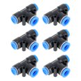 thumbnail image 1 of Unique Bargains Push to Connect Air Fittings 5/16"x3/8"x5/16" T Type Reducing Air Line Quick Connector Plastic 6 Pcs Blue Black, 1 of 7