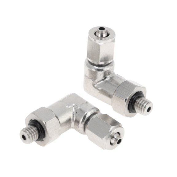Unique Bargains Push to Connect Air Fittings 5/32" 90 Degree Air Line Quick Joint Nickel-plated Copper M5 2 Pcs Silver Tone