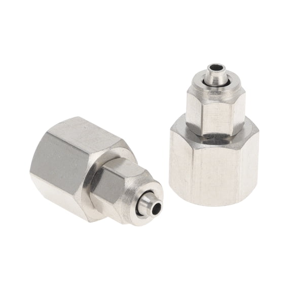 Unique Bargains Push to Connect Air Fittings 5/32" Female Thread Air Line Quick Connector Nickel-plated Copper 1/8"BSPT 2 Pcs Silver Tone
