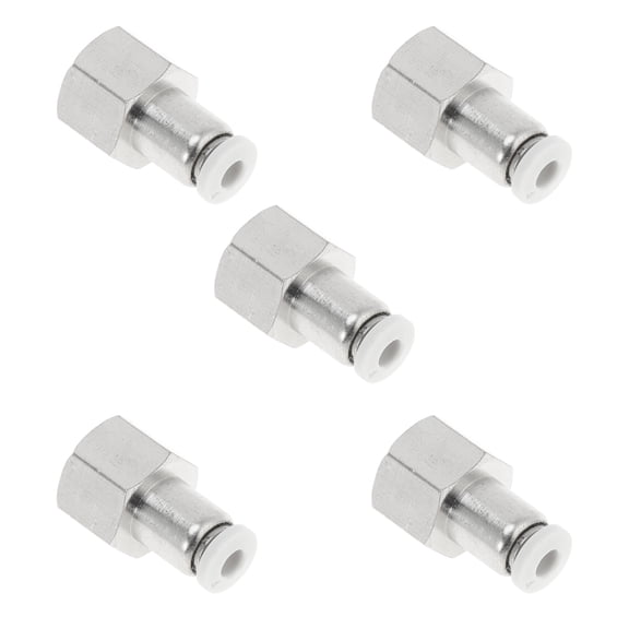 Unique Bargains Push to Connect Air Fittings 5/32" Female Thread Air Line Quick Connector Plastic Metal 1/4"BSPT 5 Pcs White Silver Tone