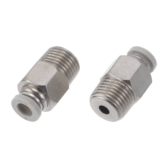 Unique Bargains Push to Connect Air Fittings 5/32" Male Thread Air Line Quick Connector Plastic Metal 1/8"BSPT 2 Pcs White Silver Tone
