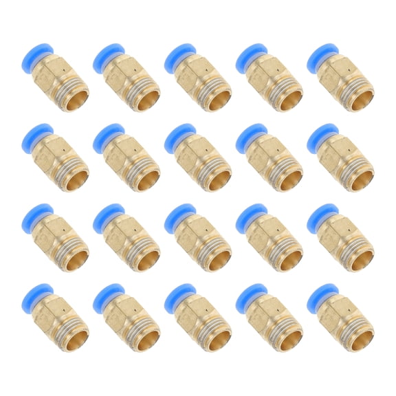 Unique Bargains Push to Connect Air Fittings 5/32" Male Thread Air Line Quick Connector Plastic Metal 1/8" BSPT 20 Pcs Blue Gold Tone