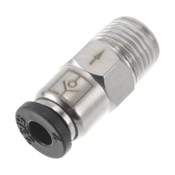 Unique Bargains Push to Connect Air Fittings 5/32" Quick Plug Check Valve Plastic Metal 9.7mm / 1/8"BSPT 1 Pc Black Silver Tone