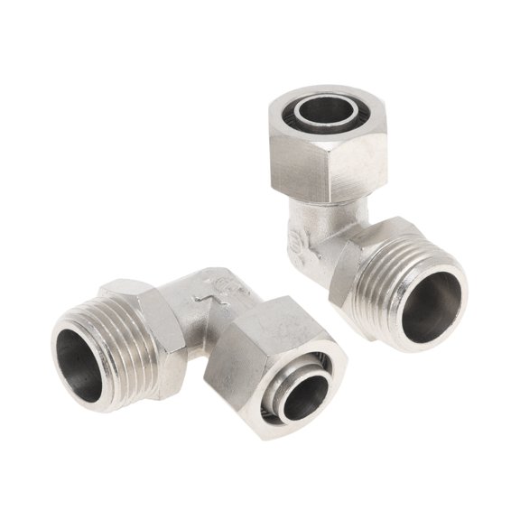Unique Bargains Push to Connect Air Fittings 5/8" 90 Degree Air Line Quick Joint Nickel-plated Copper 1/2"BSPT 2 Pcs Silver Tone