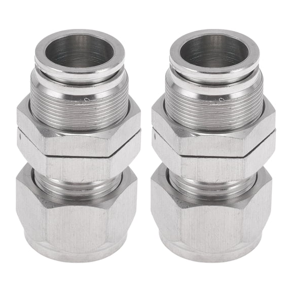 Unique Bargains Push to Connect Air Fittings 5/8" Compression Air Line Quick Connector 304 Stainless Steel 2 Pcs Silver Tone