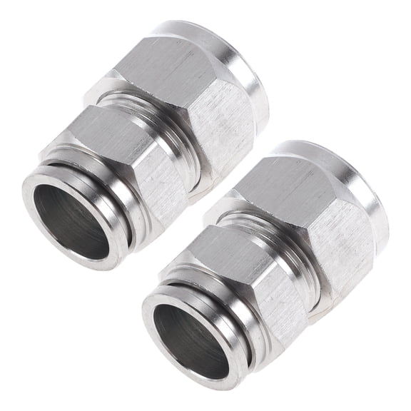 Unique Bargains Push to Connect Air Fittings 5/8" Compression Coupler with Double Ferrule Adapter 304 Stainless Steel 2 Pcs Silver Tone