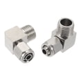 thumbnail image 1 of Unique Bargains Push to Connect Air Fittings 6mm / 1/4" 90 Degree Elbow Air Line Quick Joint Nickel Plated Copper 9.7mm / 1/8"BSPT 2 Pcs Silver Tone, 1 of 7