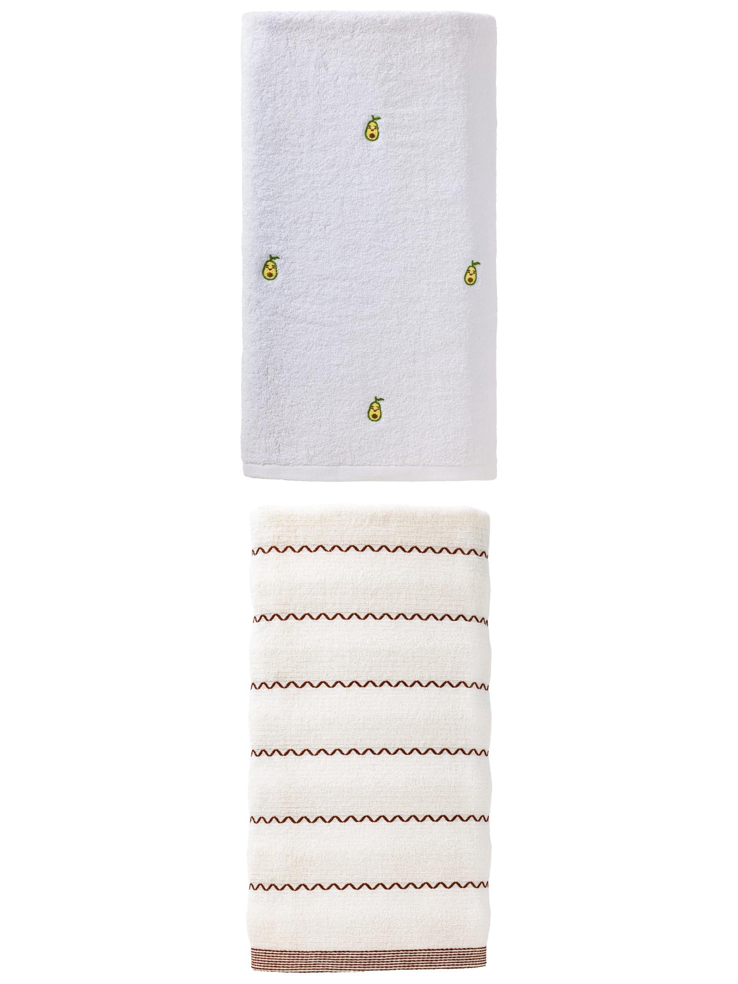 Unique Bargains Quick Breathable Bath Towel 2 Pack Avocado White/White 55" x 28"