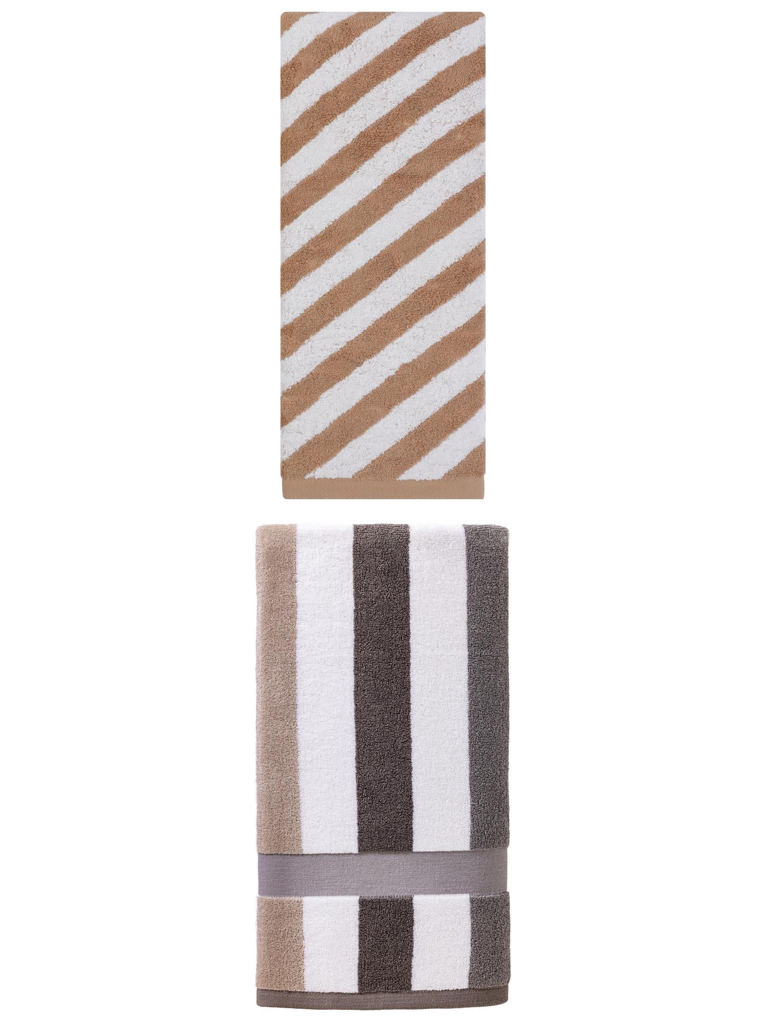Unique Bargains 2Pcs Quick Dry Absorbent Ultra Soft Bath Towel Grey/Brown 55"x28"