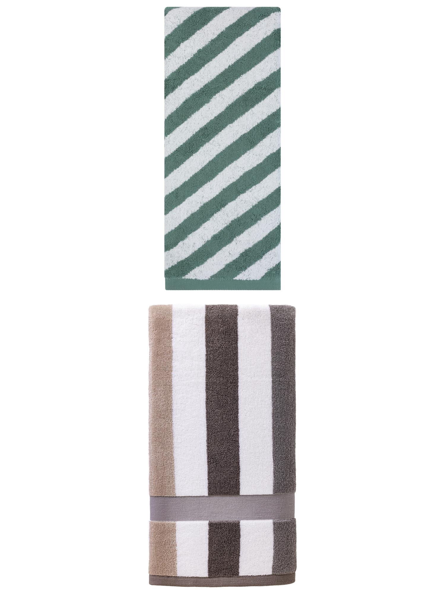 Unique Bargains 2Pcs Quick Dry Absorbent Ultra Soft Bath Towel Grey/Green 55"x28"