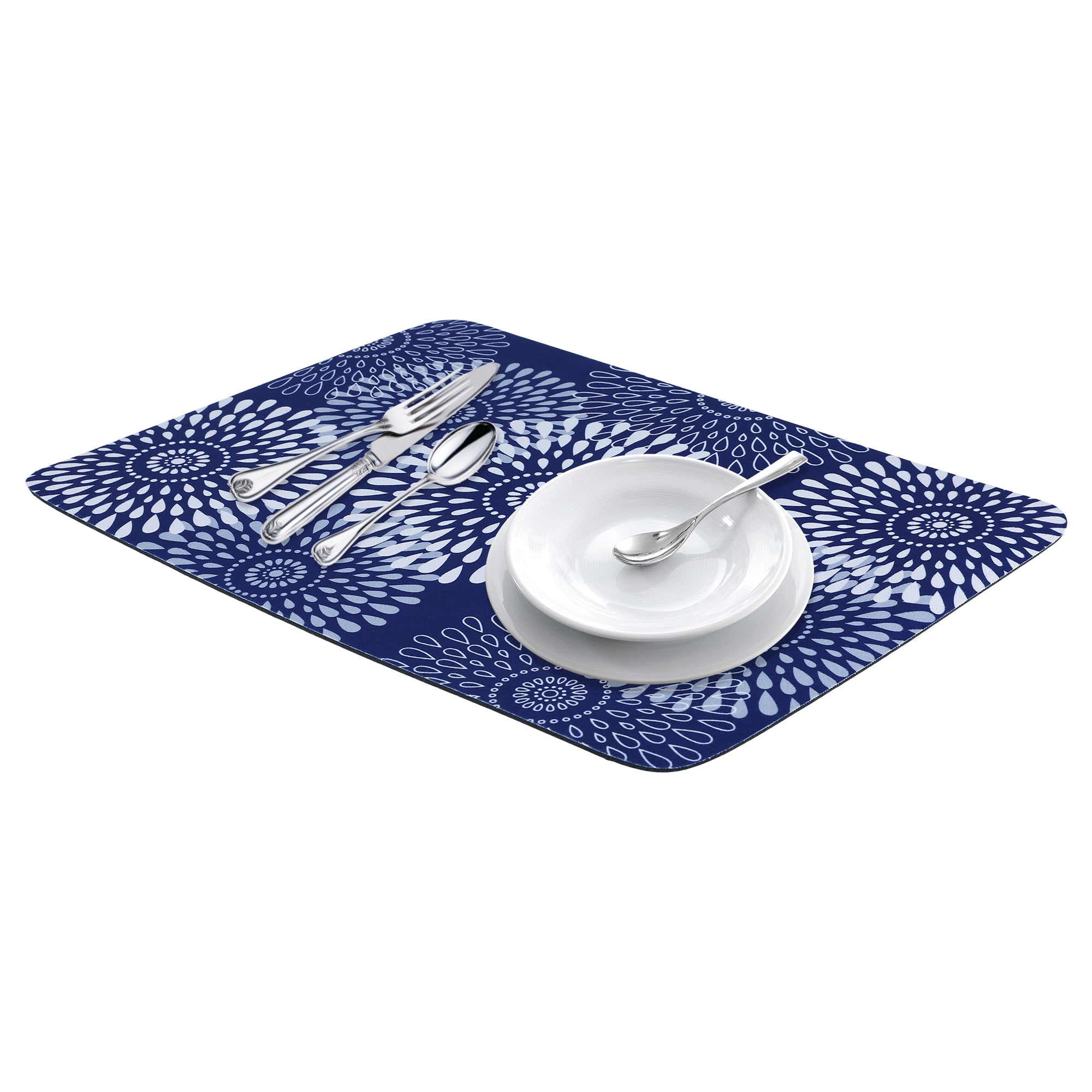 Unique Bargains Quick Dry Dish Drying Mats for Home Blue 15.7*11.8 inch