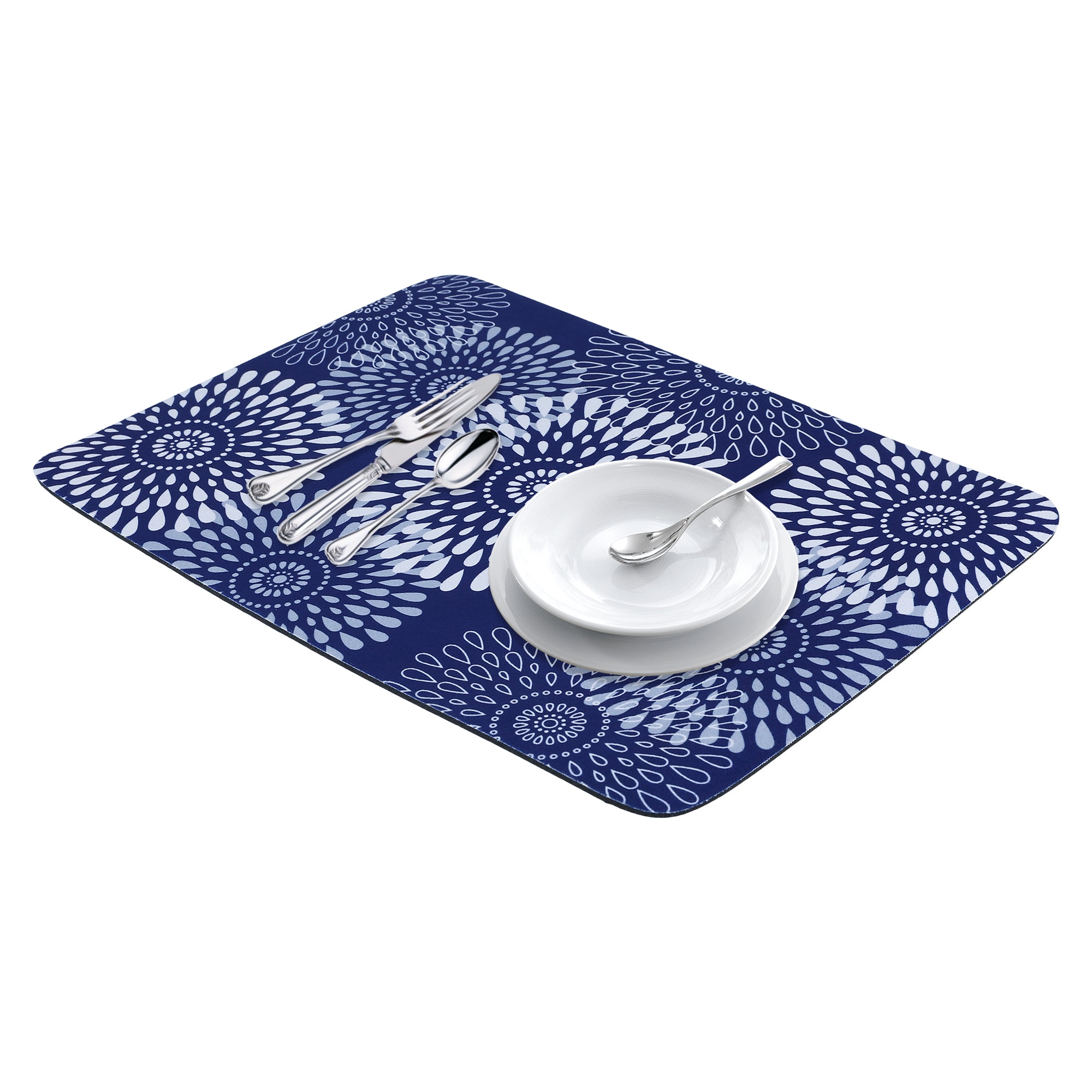 Unique Bargains Quick Dry Dish Drying Mats for Home Blue 19.7*15.7 inch