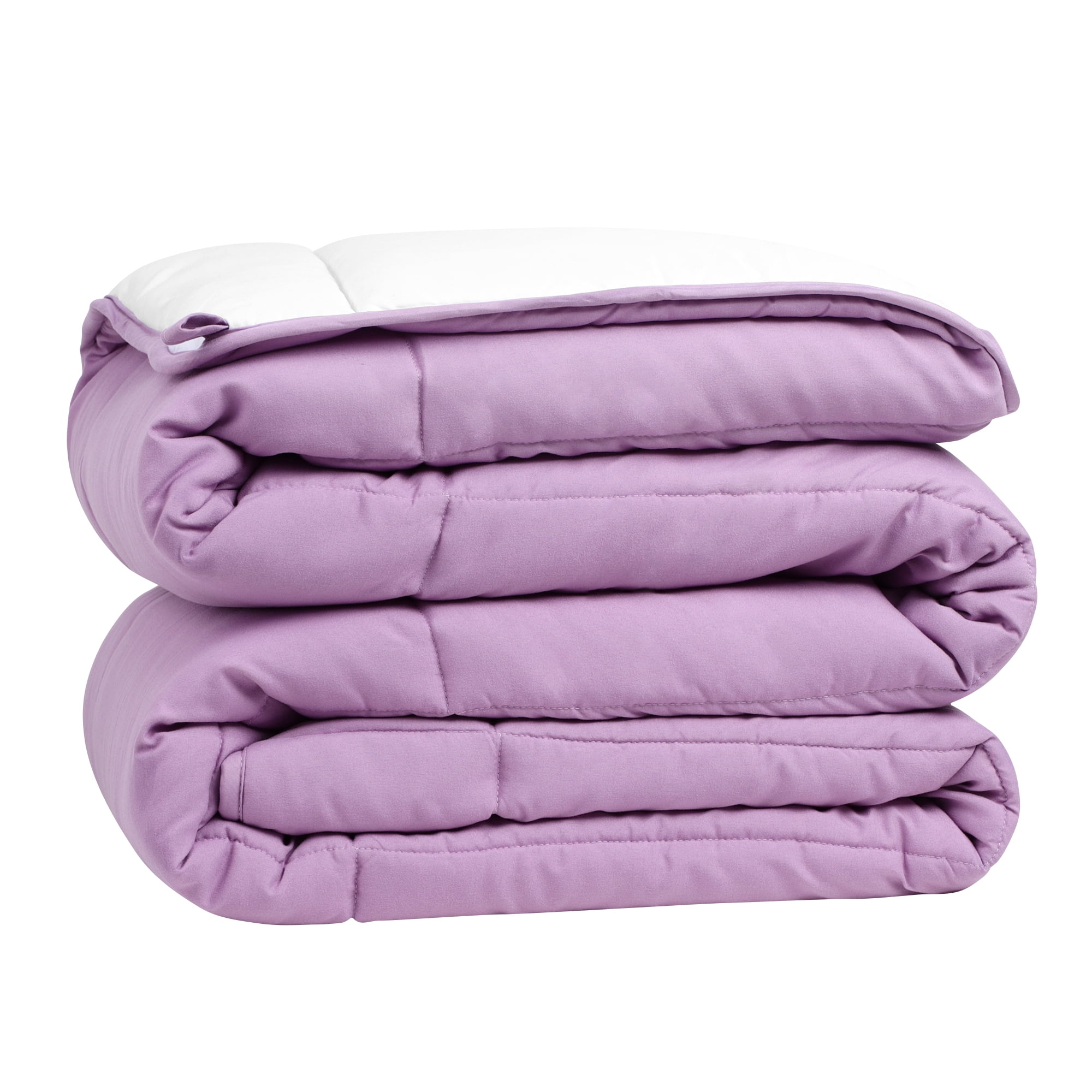 Unique Bargains Quilt Lightweight Down Comforter Light Purple/White Twin