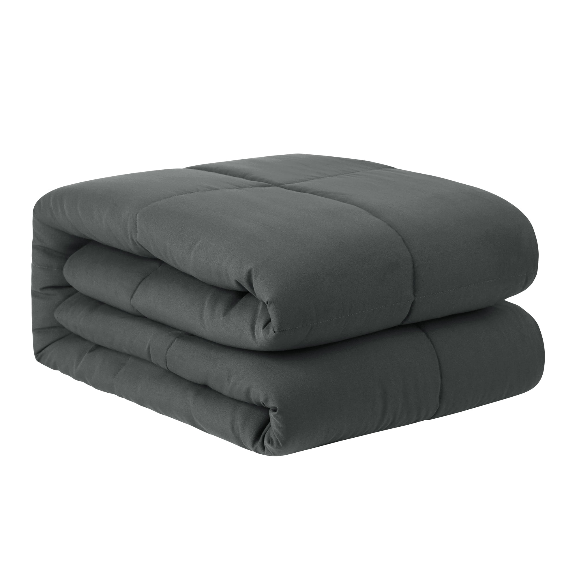 Unique Bargains Quilt Soft Lightweight Down Alternative Comforter Dark Gray Twin