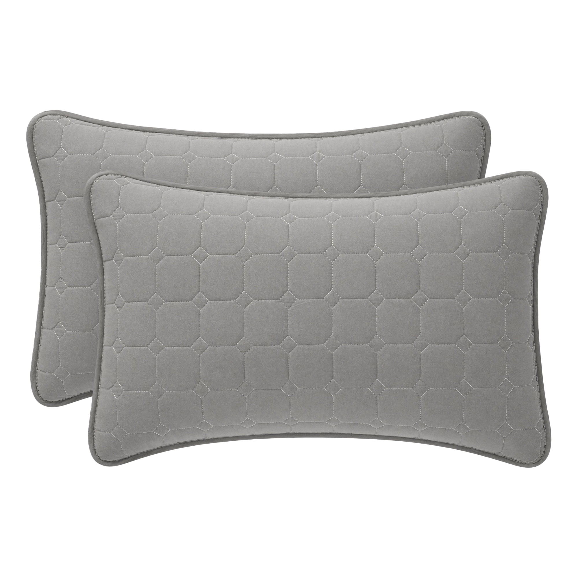 Unique Bargains Quilted Cotton Covers Pillow Protectors with Envelope Standard Size Gray